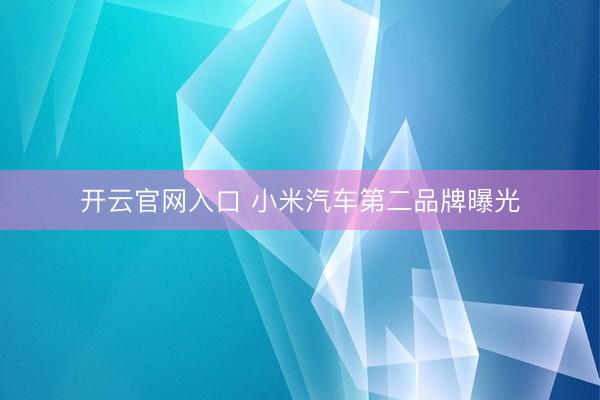 开云官网入口 小米汽车第二品牌曝光