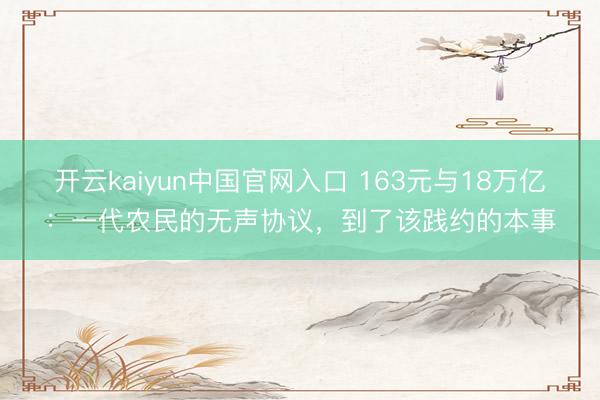 开云kaiyun中国官网入口 163元与18万亿:一代农民的无声协议,到了该践约的本事