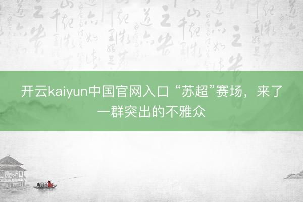 开云kaiyun中国官网入口 “苏超”赛场，来了一群突出的不雅众