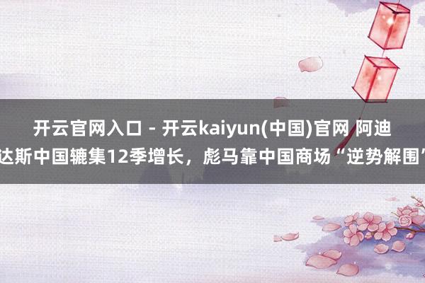 开云官网入口 - 开云kaiyun(中国)官网 阿迪达斯中国辘集12季增长，彪马靠中国商场“逆势解围”